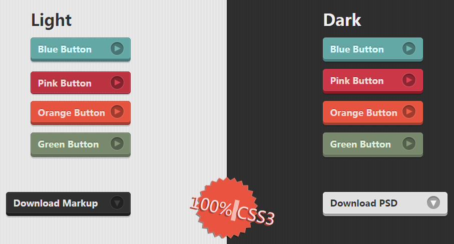 CSS3实现彩色凹凸按钮