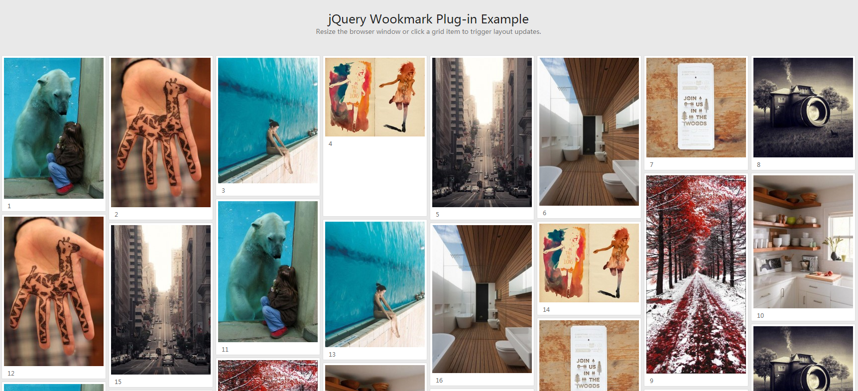 jQuery Wookmark瀑布流特效代码