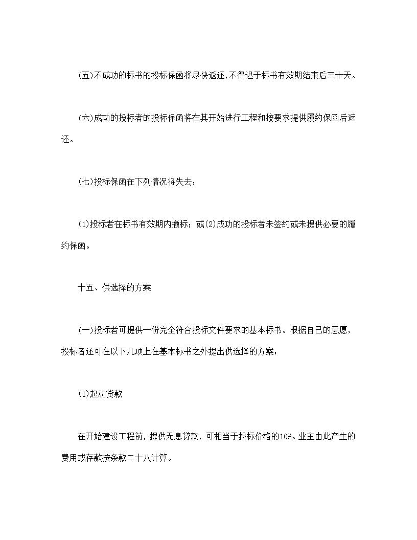 国际工程招标说明书格式模板