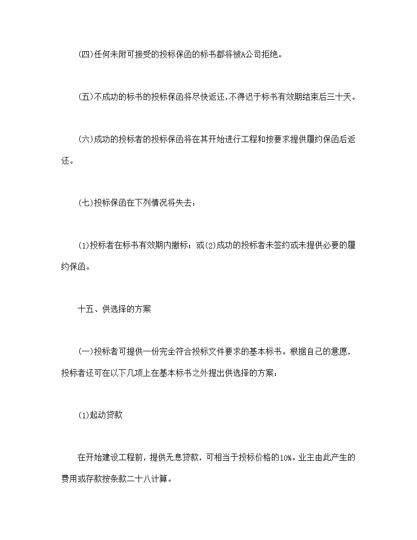 国际工程招标说明书格式模板