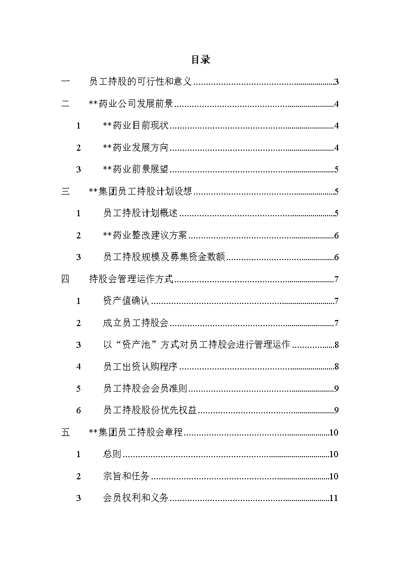 XX集团员工持股总体方案设计讨论稿