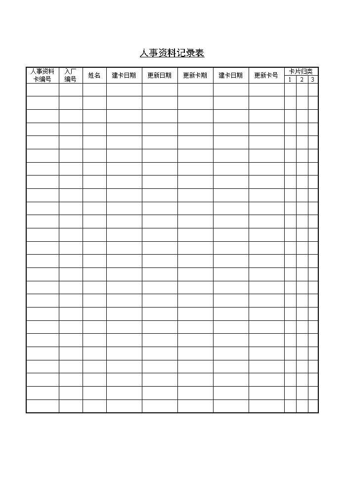 公司人事资料记录表表格模板