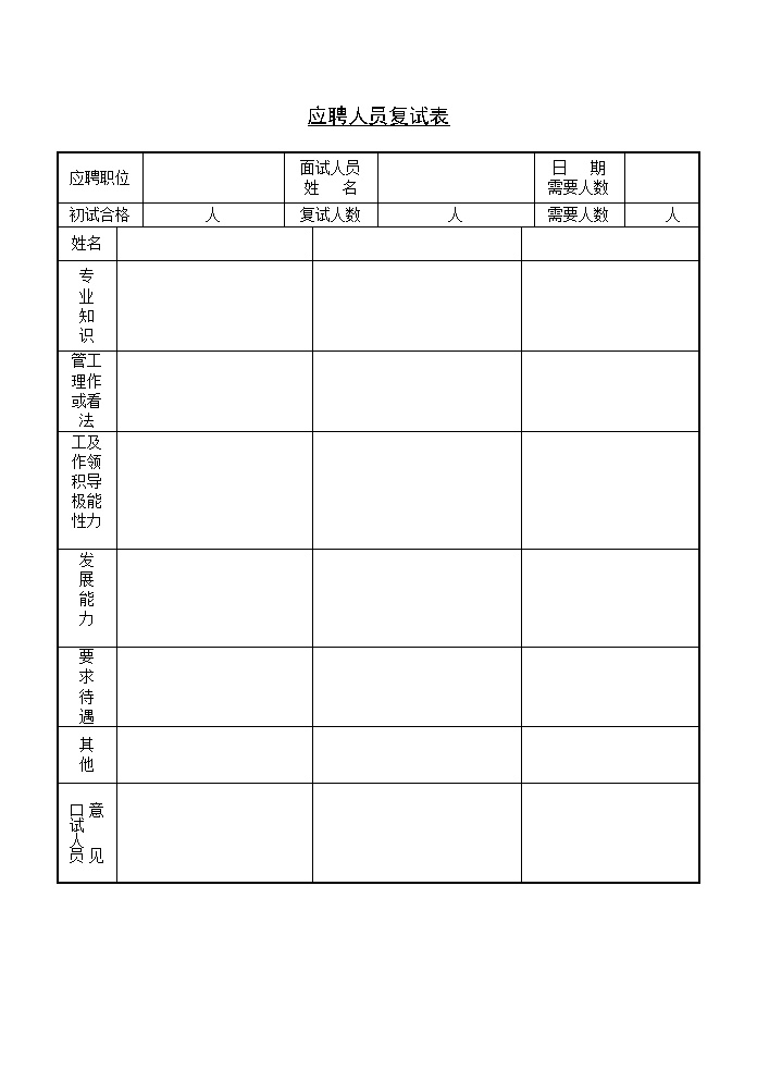 公司企业招聘申请书表格模板