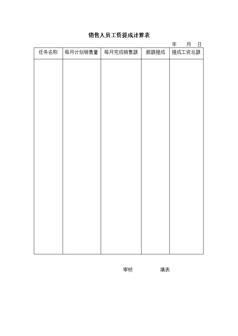 公司销售人员工资提成计算表格模板