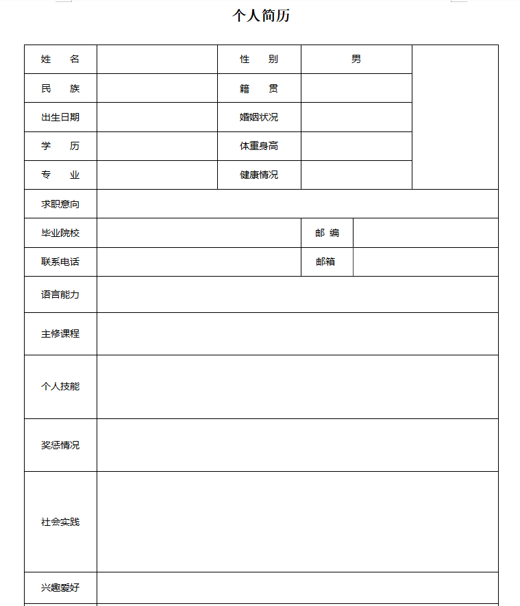 9套常用表格简历