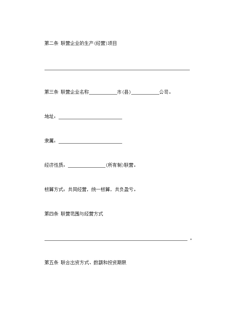 共同创业联营合同协议书模板2