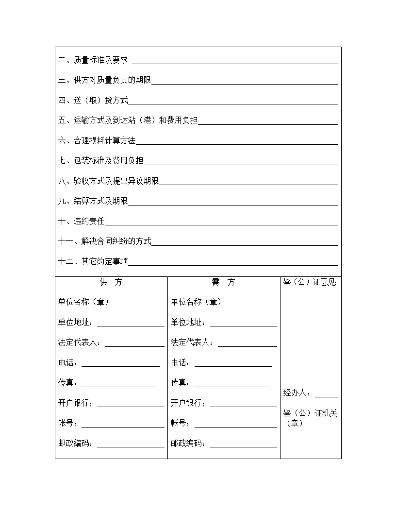 化肥、化学农药、农膜商品购销合模板